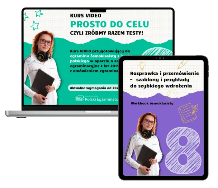Pakiet: Kurs VOD "Prosto do celu..." + e-book: "Rozprawka i przemówienie – szablony i przykłady do szybkiego wdrożenia"